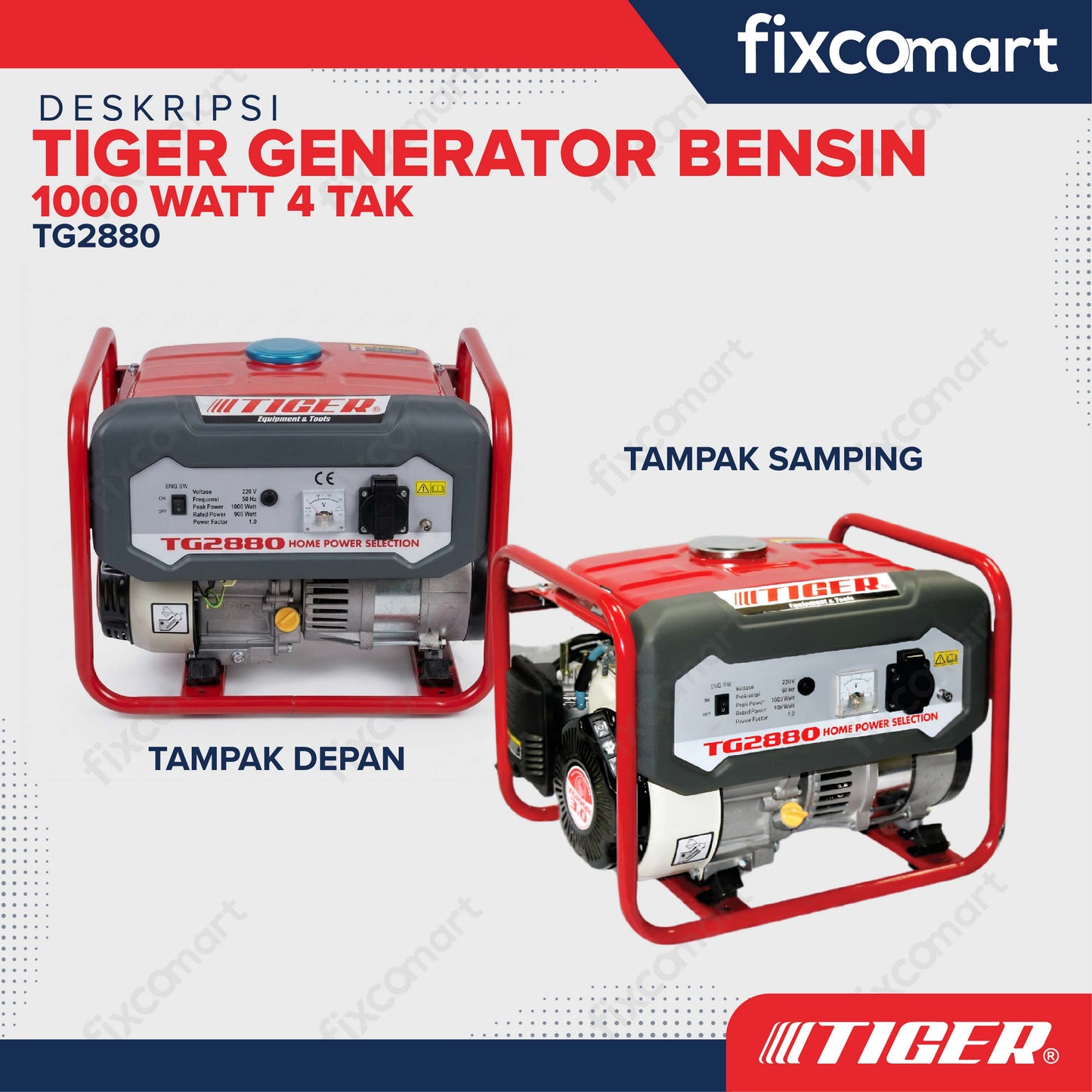 TIGER Genset TG2800 1000W TG 2800 Power Generator Bensin 1000 Watt 4 Tak