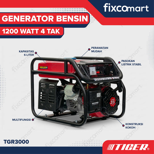 TIGER Genset TGR3000 1200W TGR 3000 Power Generator Bensin 1200 Watt 4 Tak