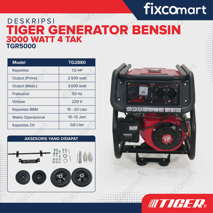 TIGER Genset TGR5000 3000W TGR 5000 Power Generator Bensin 3000 Watt 4 Tak