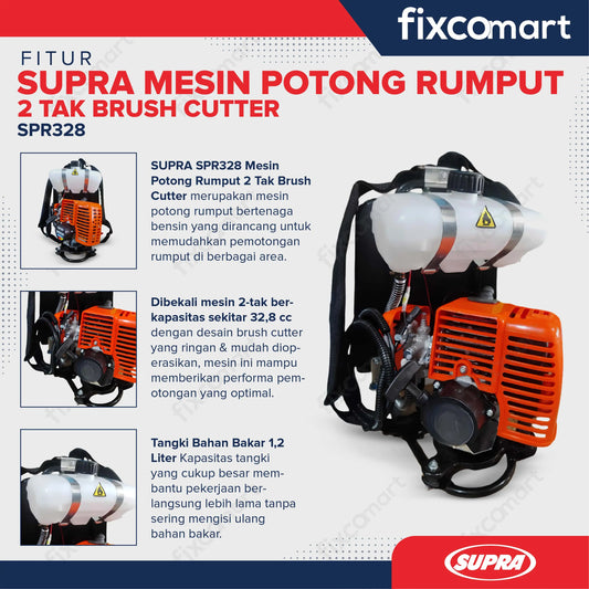 Supra SPR328 Mesin Potong Rumput 2 Tak Brush Cutter FIXCOMART