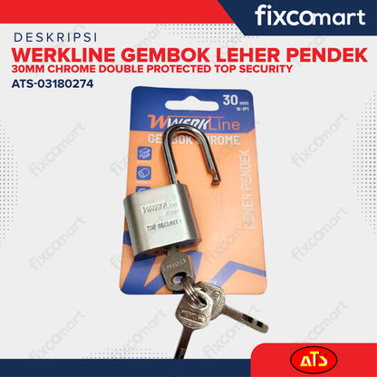 Gembok Werkline Leher Pendek 30mm Chrome Double Protected Top Security