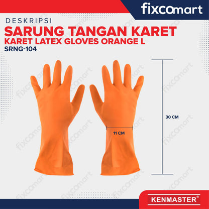 Kenmaster Sarung Tangan Karet Latex Gloves Orange L FIXCOMART