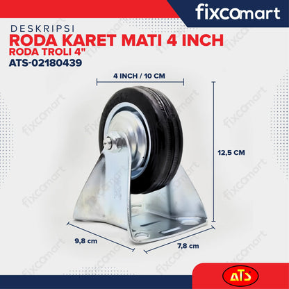 Roda Karet Mati 4 Inch Roda Troli 4" FIXCOMART