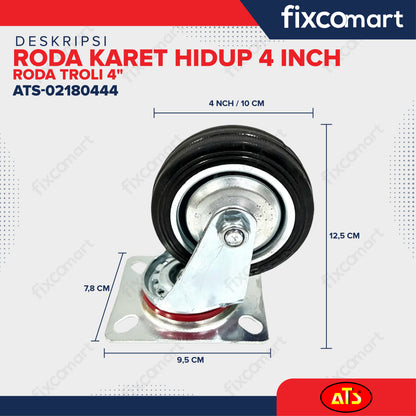 Roda Karet Hidup 4 Inch Roda Troli 4"