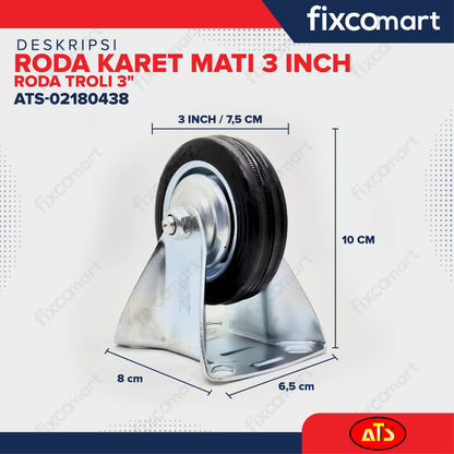 Roda Karet Mati 3 Inch Roda Troli 3"