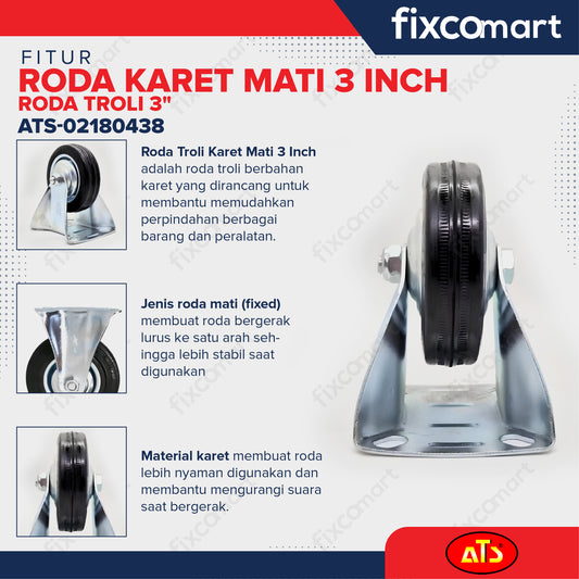 Roda Karet Mati 3 Inch Roda Troli 3"