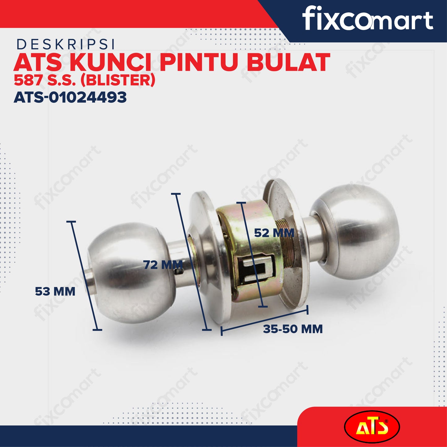 ATS KUNCI PINTU BULAT 587 S.S. (BLISTER)