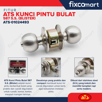 ATS KUNCI PINTU BULAT 587 S.S. (BLISTER)