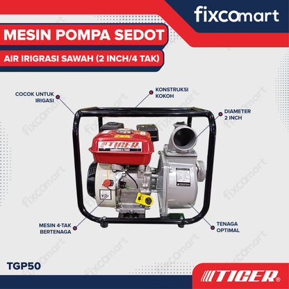 TIGER Waterpump TGP50 2 Inch 4 TAK / Mesin Pompa Sedot Air Irigrasi Sawah