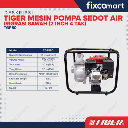 TIGER Waterpump TGP50 2 Inch 4 TAK / Mesin Pompa Sedot Air Irigrasi Sawah