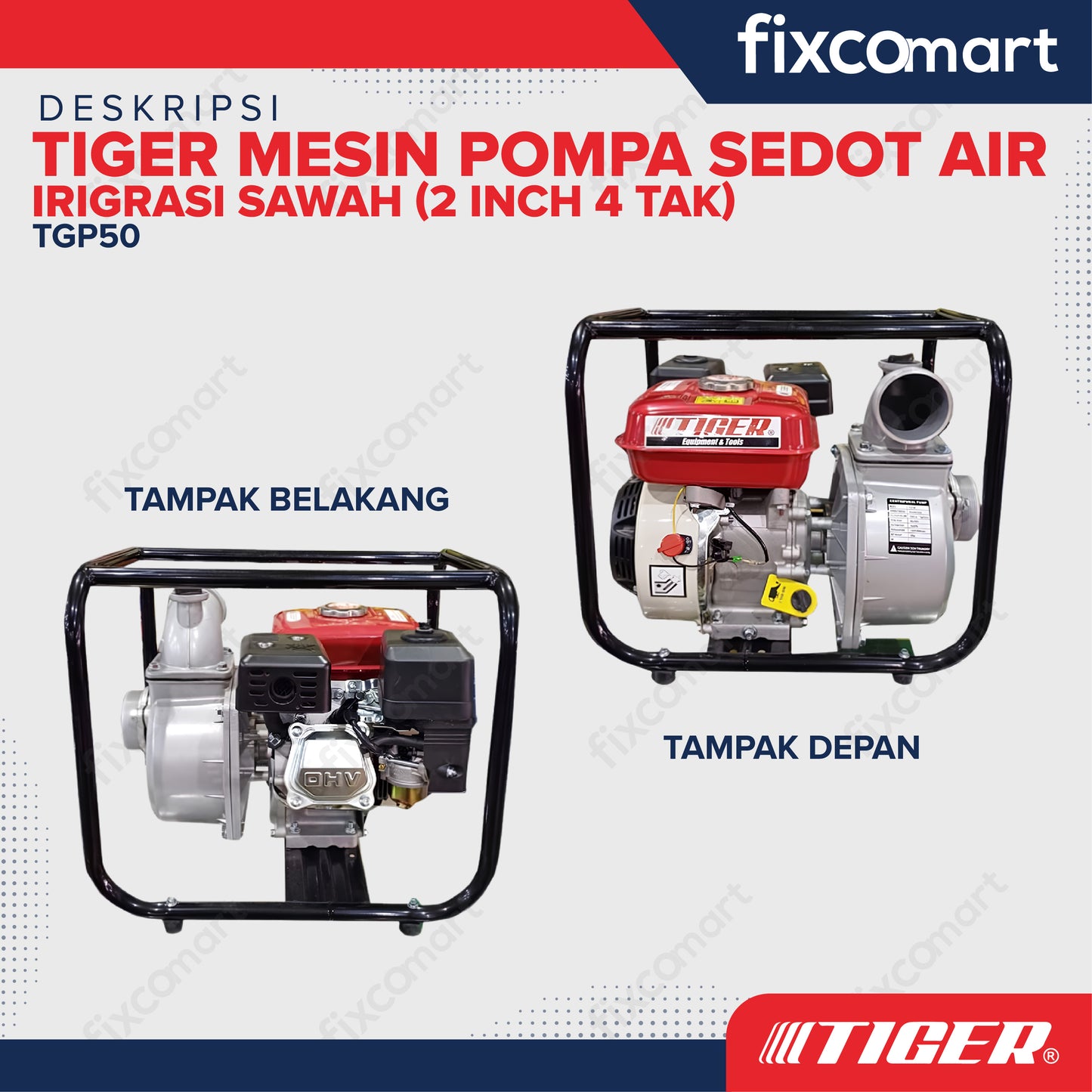 TIGER Waterpump TGP50 2 Inch 4 TAK / Mesin Pompa Sedot Air Irigrasi Sawah