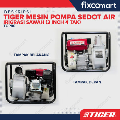 TIGER Waterpump TGP80 3 Inch 4 TAK / Mesin Pompa Sedot Air Irigrasi Sawah