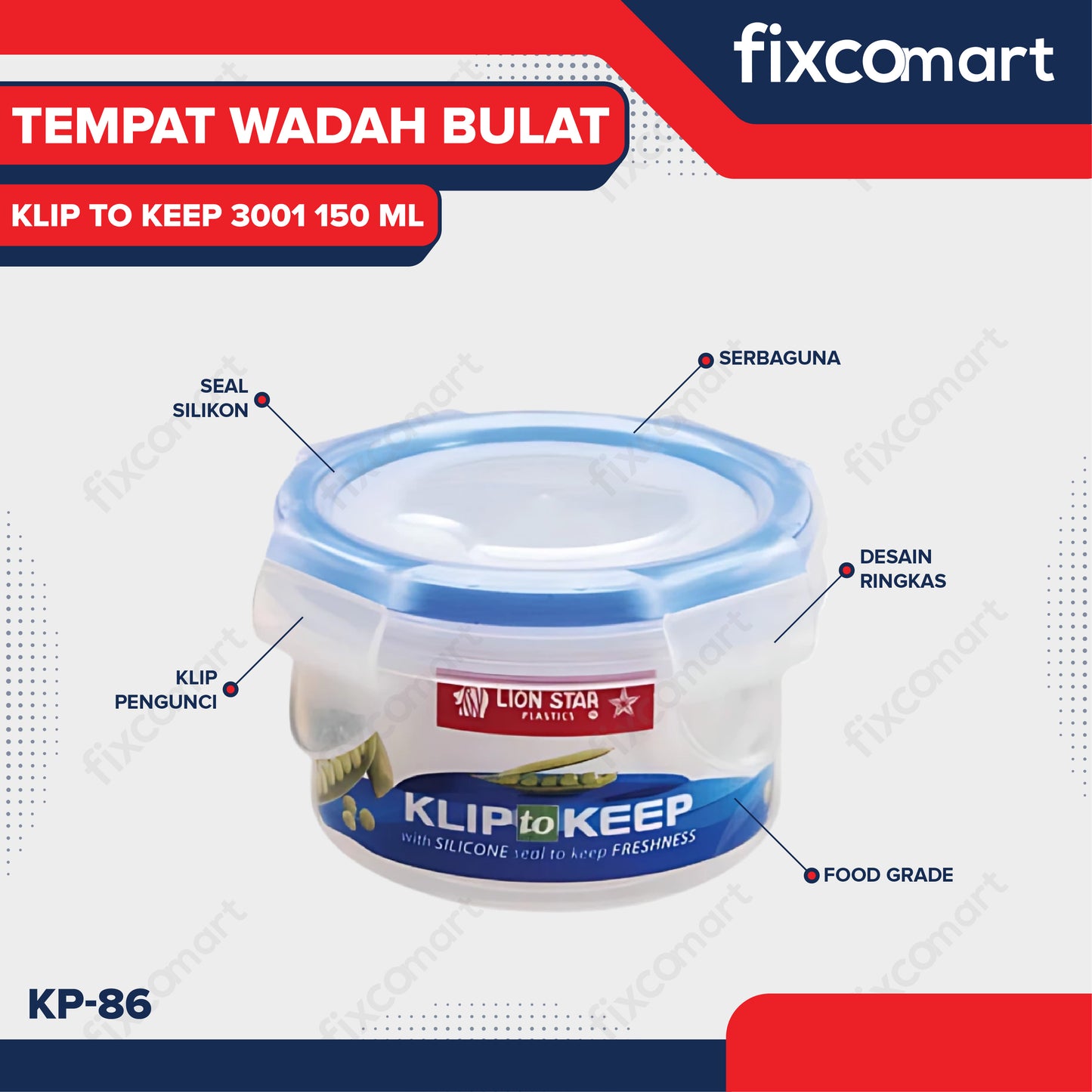 Lion Star KP-86 Klip To Keep 3001 150 ML Sealware Tempat Wadah Bulat Sambal Makanan Bayi