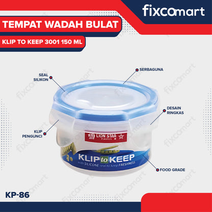 Lion Star KP-86 Klip To Keep 3001 150 ML Sealware Tempat Wadah Bulat Sambal Makanan Bayi