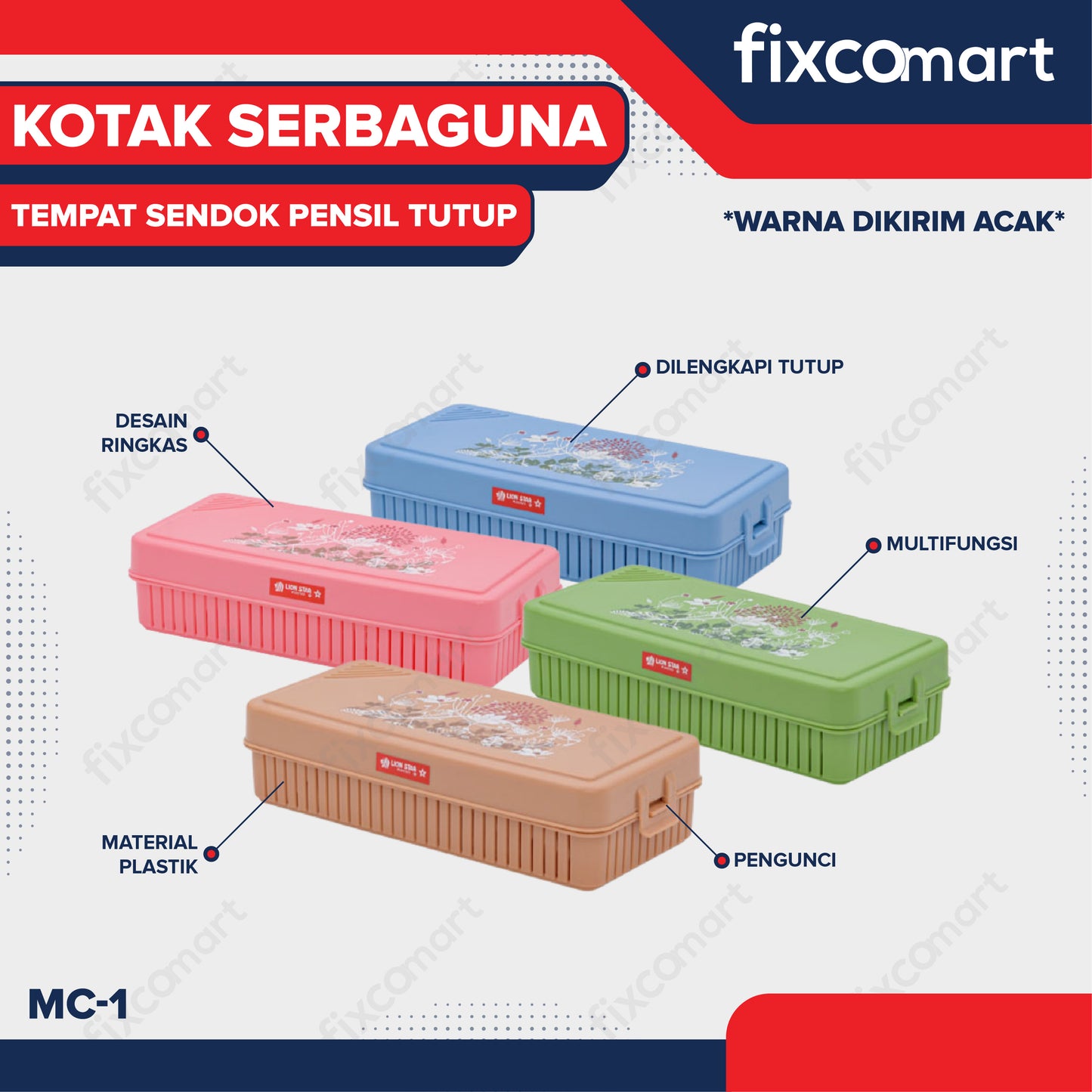 Lion Star Multicase MC-1 Kotak Serbaguna Tempat Sendok Pensil Tutup