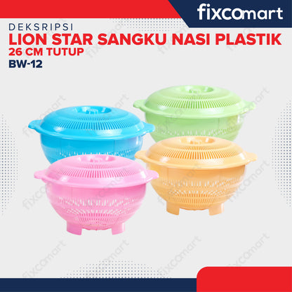 Lion Star Sangku Nasi Plastik 26 cm Tutup BW-12