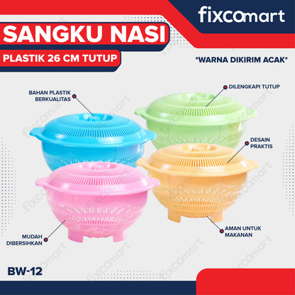 Lion Star Sangku Nasi Plastik 26 cm Tutup BW-12