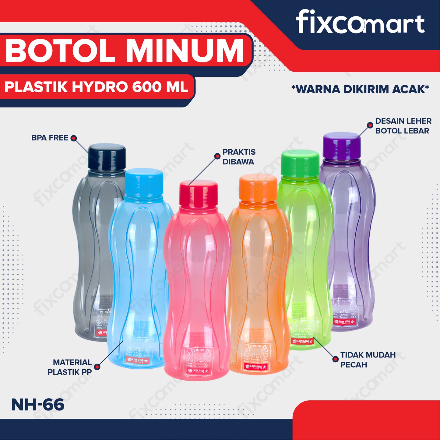 Lion Star Botol Minum Hydro 600 ml NH-66 Drink Bottle