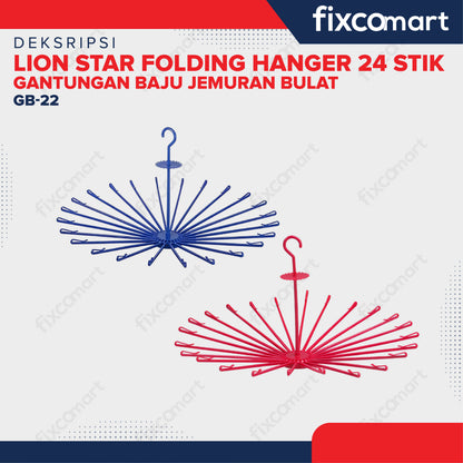 Lion Star Folding Hanger 24 Stik Gantungan Baju Jemuran Bulat