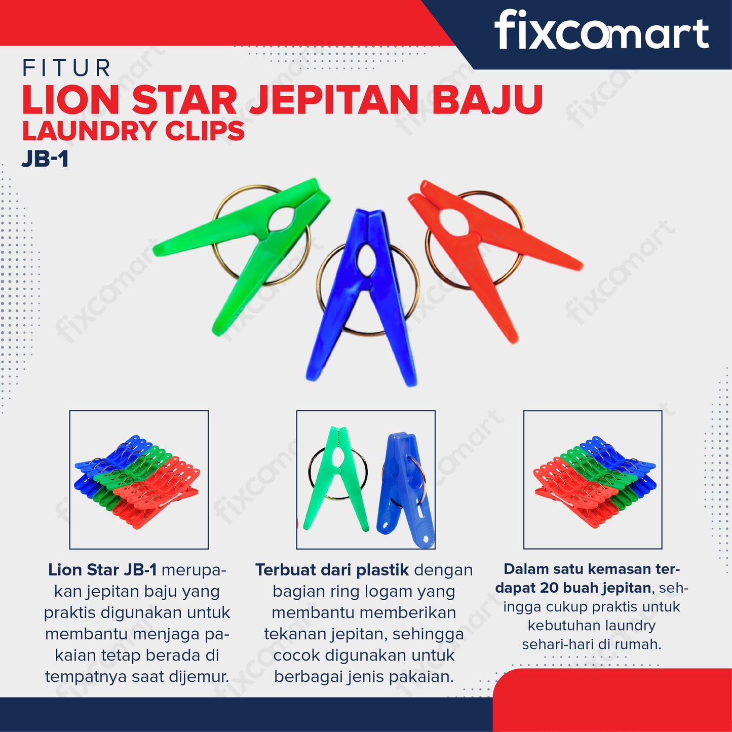Lion Star Jepitan Baju JB1 Laundry Clips Jepit Jemuran