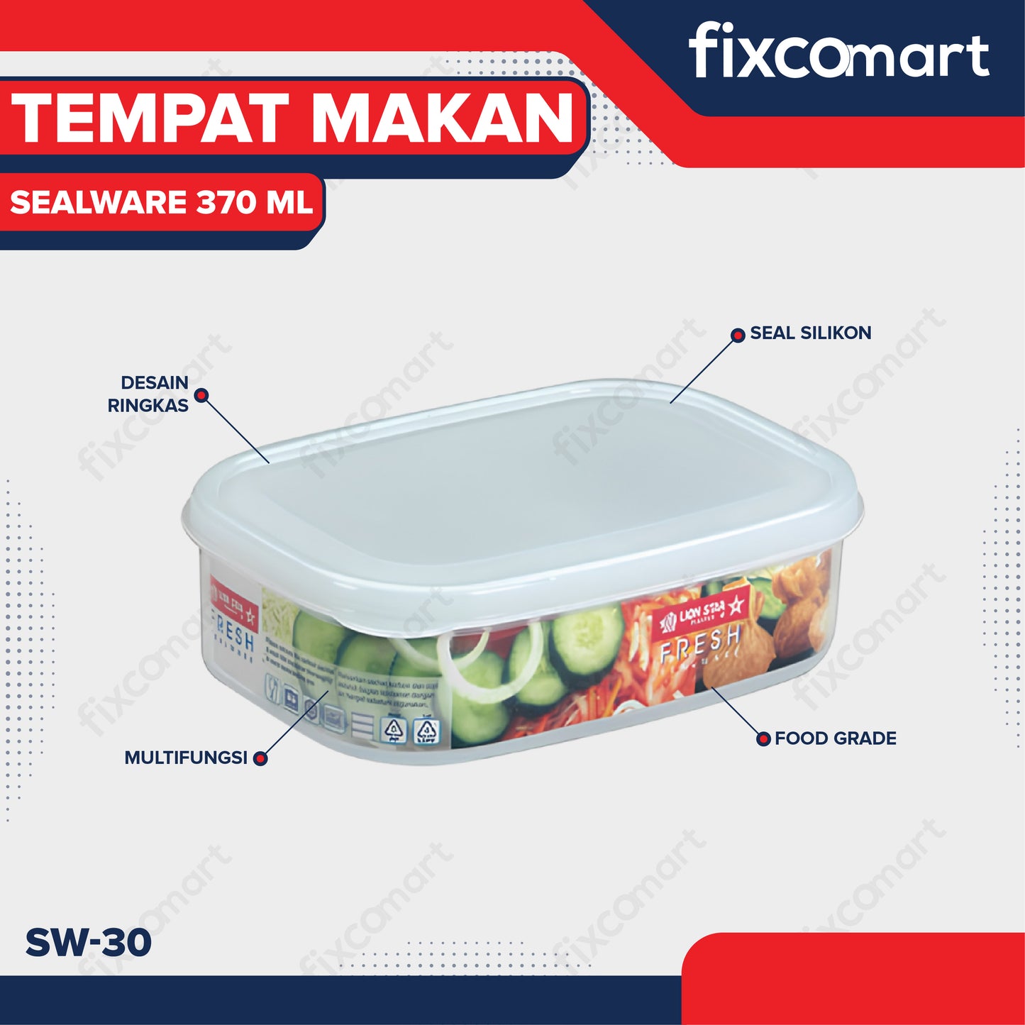 Lion Star Tempat Makan Sealware No. 30 370 ml Kotak Makan SW-30