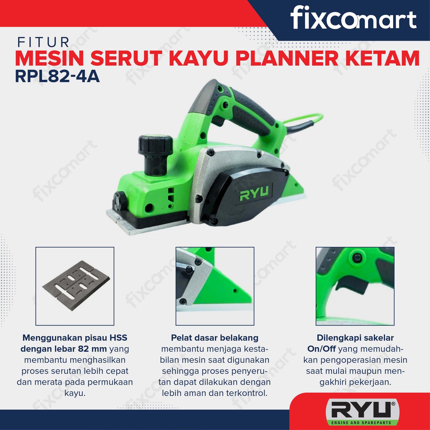 RYU Planner RPL82-4A Mesin Serut Kayu Planer Ketam