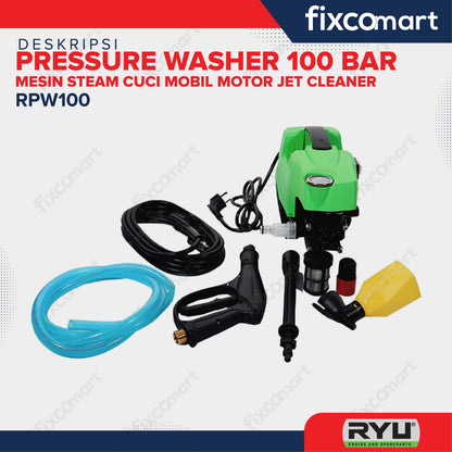 RYU Pressure Washer 100 Bar RPW100 Mesin Steam Cuci Mobil Motor Jet Cleaner