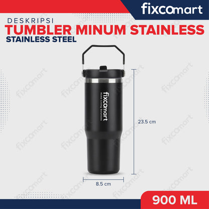 TUMBLER STAINLESS FIXCOMART (FREE) 900ML - HITAM - TIDAK UNTUK DIJUAL