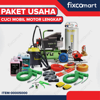 Paket Usaha Cuci Mobil Motor Lengkap - Mesin Steam Car Wash, Kompresor 2.5 HP, Snow Wash, Vacuum, Microfiber