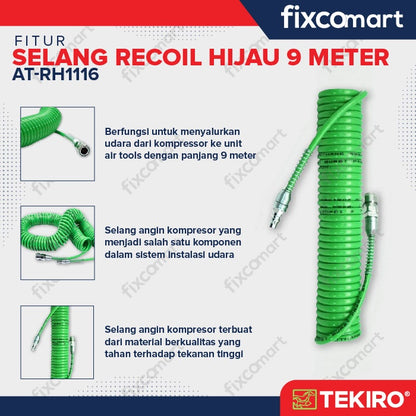 Tekiro Selang Kompresor 9 M (5X8 Mm) / Tekiro Recoil Hose Hijau