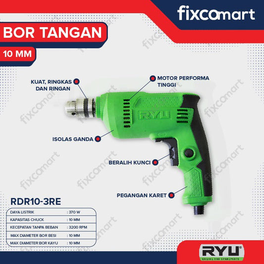 RYU Mesin Bor Ryu Rdr 10-3 Re  10 Mm / Mesin Bor 370 W