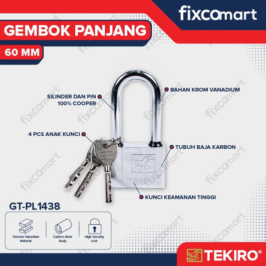 Gembok Leher Panjang 60 mm / Gembok Tekiro