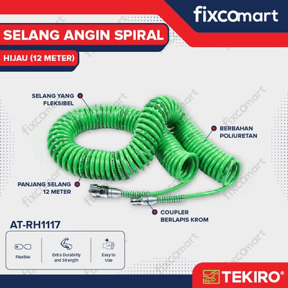 Tekiro Recoil Hose Green 12 m (5X8 mm) / Selang Kompresor