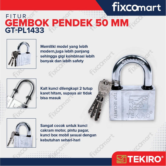 Tekiro Gembok Leher Pendek 50 mm / Tekiro Gembok Pendek