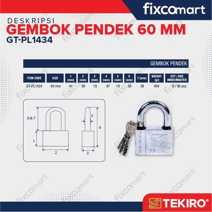 Kunci Gembok Tekiro Pendek 60 mm