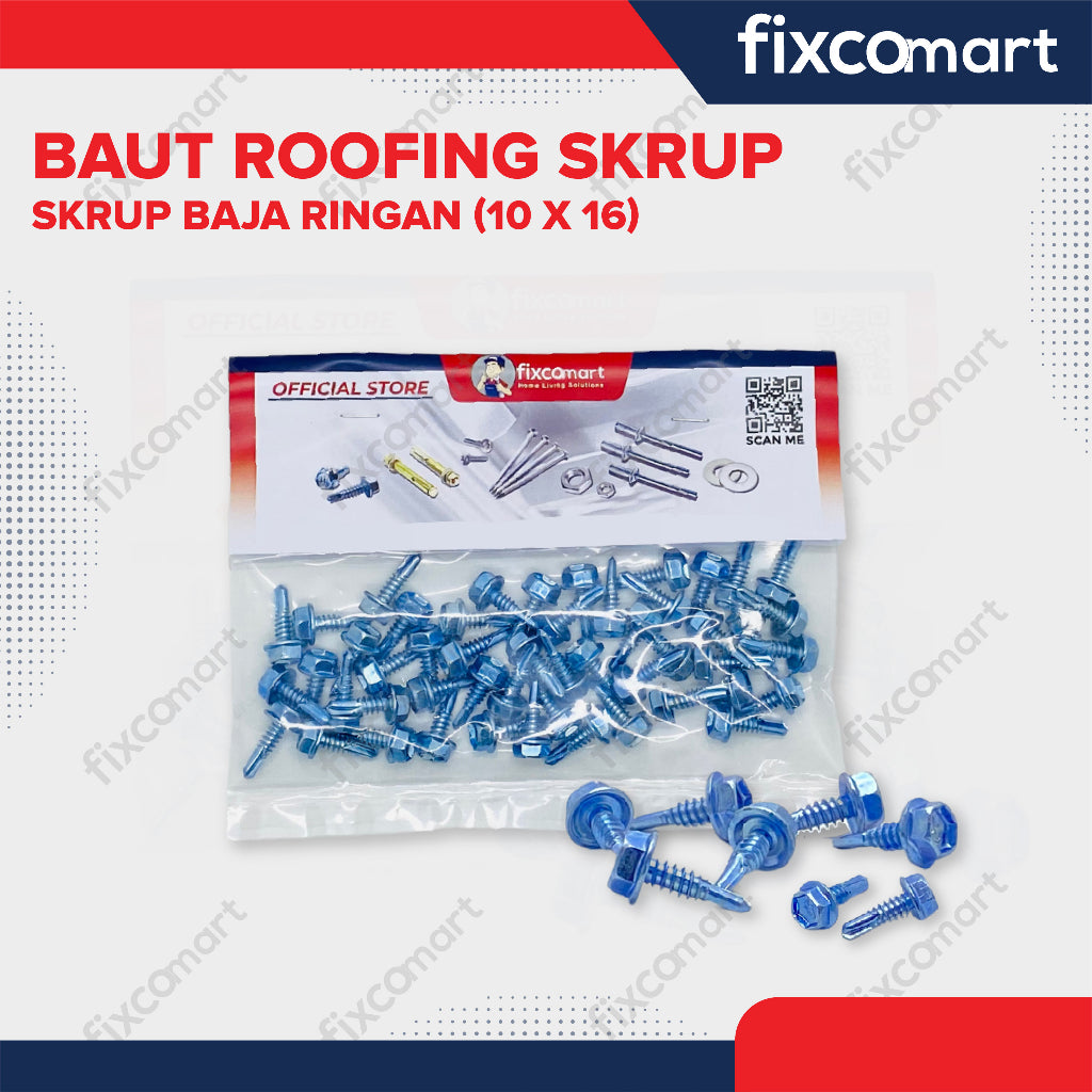 Skrup Baja Ringan Paket 50 PCS 10 x 16 MM