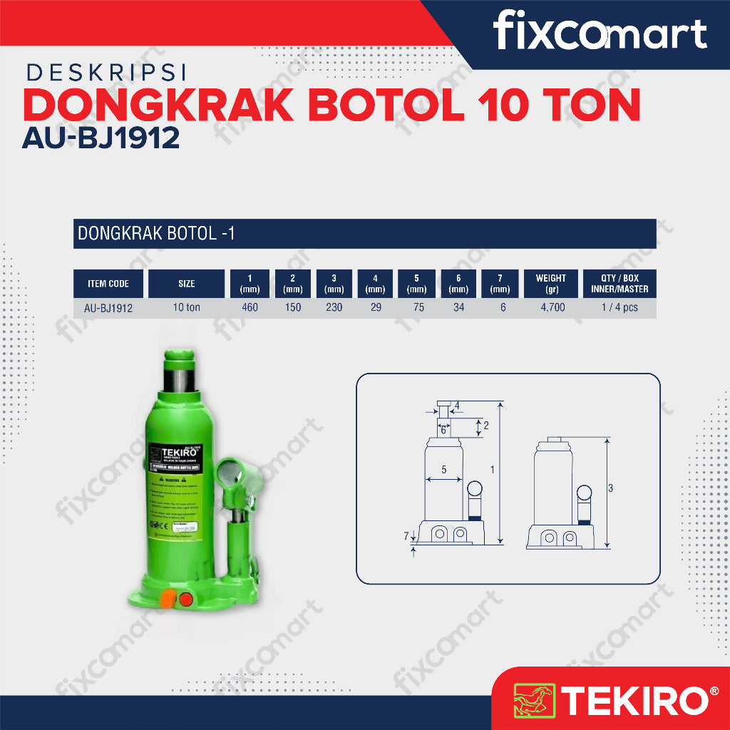 Tekiro Dongkrak Botol 10 Ton-1