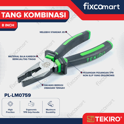 TEKIRO TANG KOMBINASI / LANCIP / POTONG LINESMAN / LONG NOSE /  DIAGONAL PLIERS 8 INCH