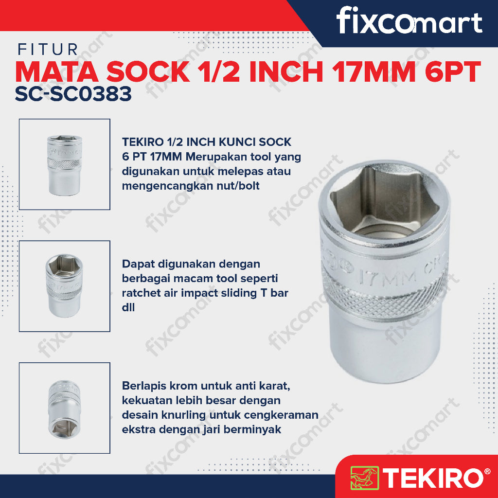 Tekiro Mata Sock 1/2 Inch 17 mm 6PT