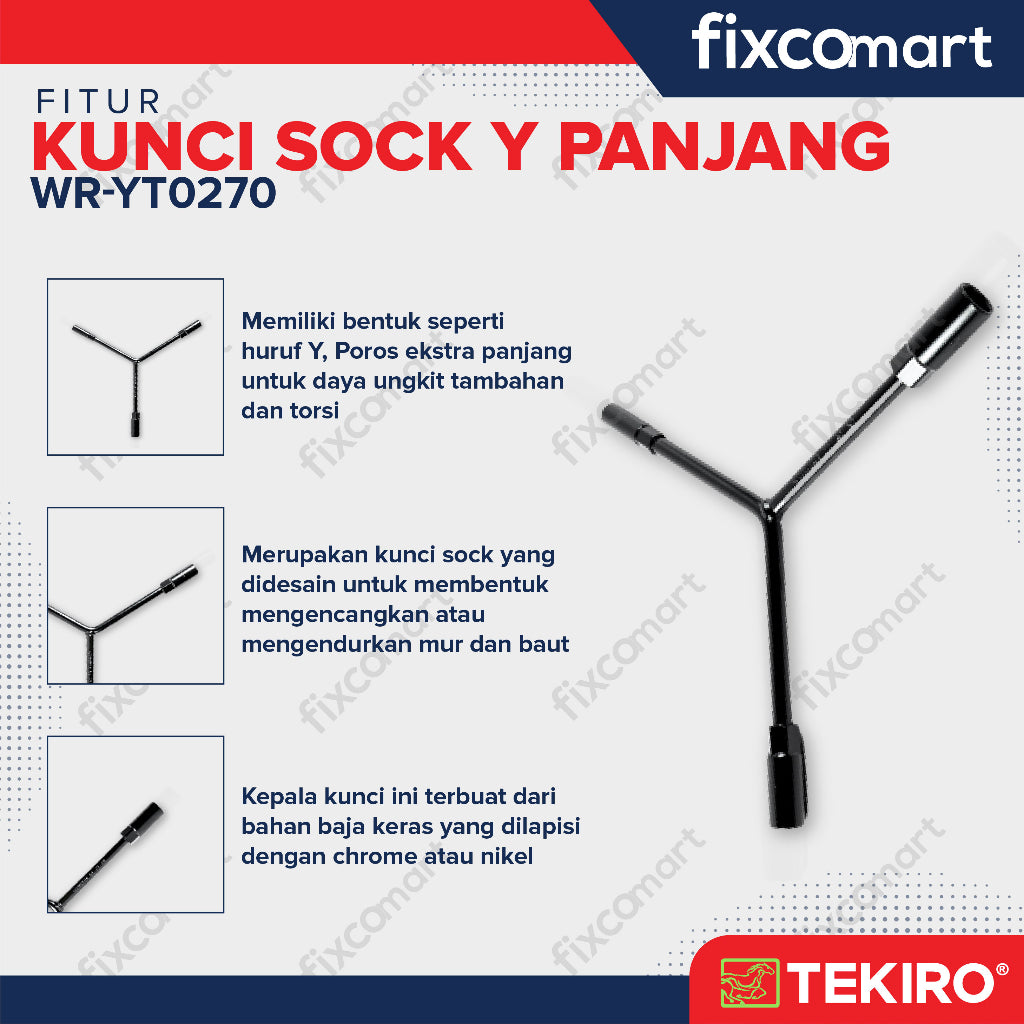 Tekiro Kunci Sock Y Panjang 8-9-10 mm / Kunci Sok Y
