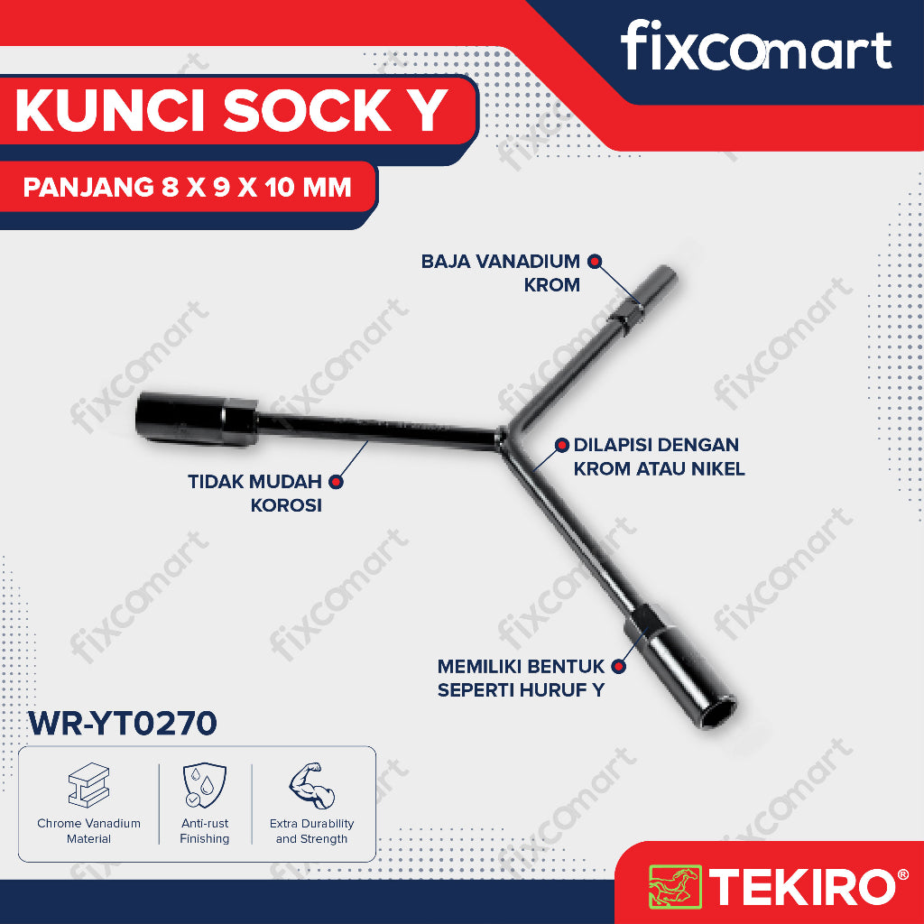 Tekiro Kunci Sock Y Panjang 8-9-10 mm / Kunci Sok Y