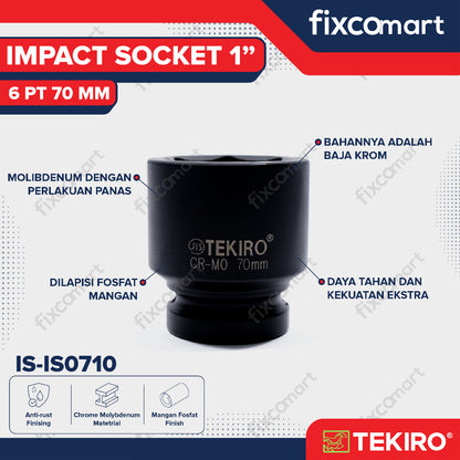 Tekiro Impact Socket 1 inch 6 PT 70 mm / mata sock impact