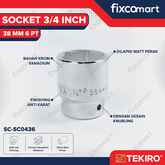 Tekiro Socket 3/4 inch 38 mm 6 PT / Mata Sock 3/4 Inch