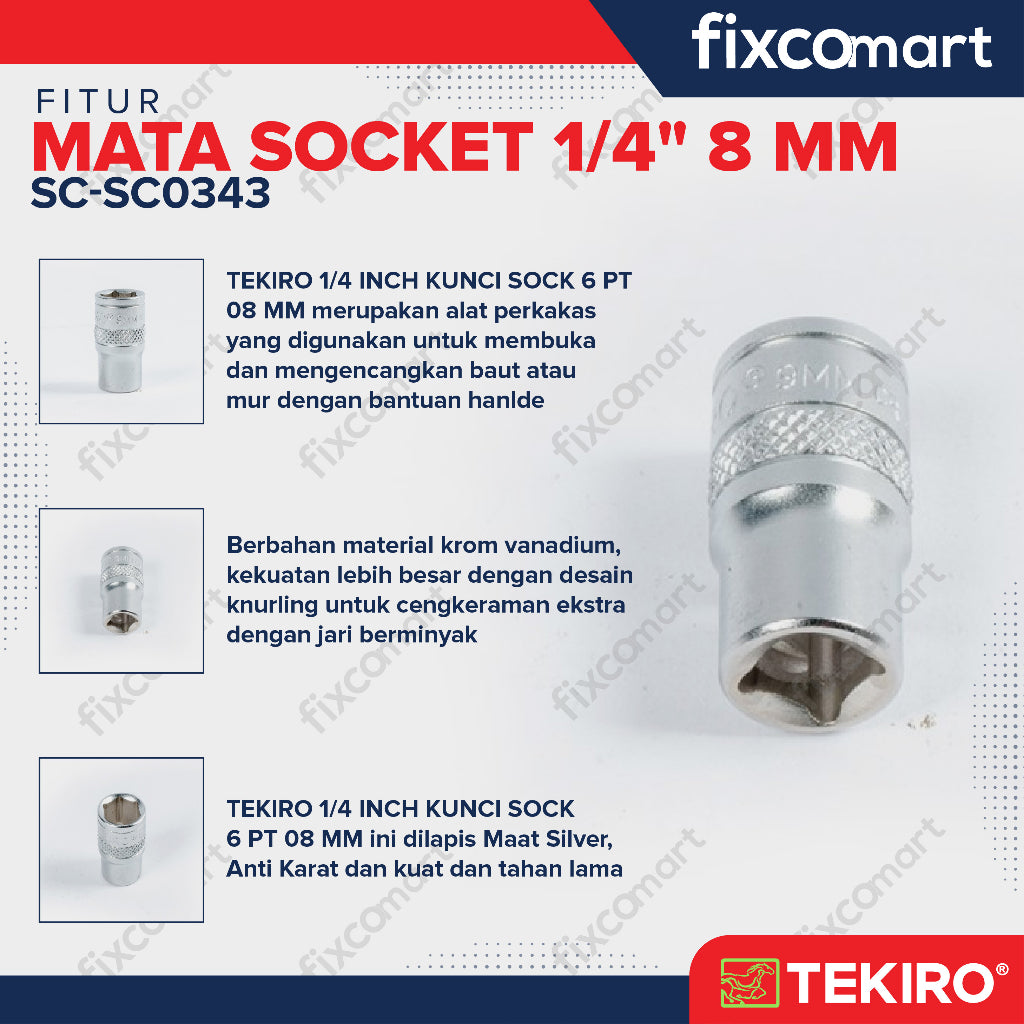 Tekiro Socket 1/4" 8 mm / Mata Socket 1/4 Inch