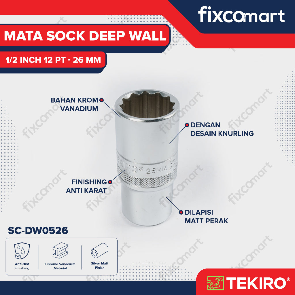 Tekiro Mata Sock Deep Wall 1/2 Inch 12PT 26 mm