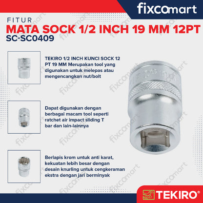 Tekiro Mata Sock 1/2 Inch 19 mm 12 PT / Tekiro Mata Socket