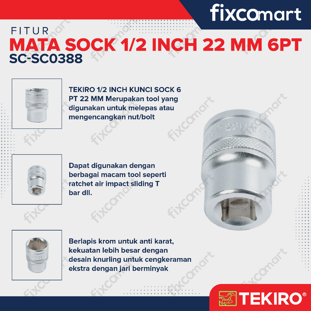 Tekiro Mata Sock 1-2 Inch 22 mm 6 PT