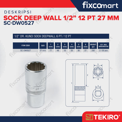 Tekiro Mata Sock Deep Wall 1/2 Inch 12PT 27 mm