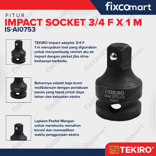 Tekiro adaptor impact 3/4 F X 1 M / Mata Sok / Mata Sock