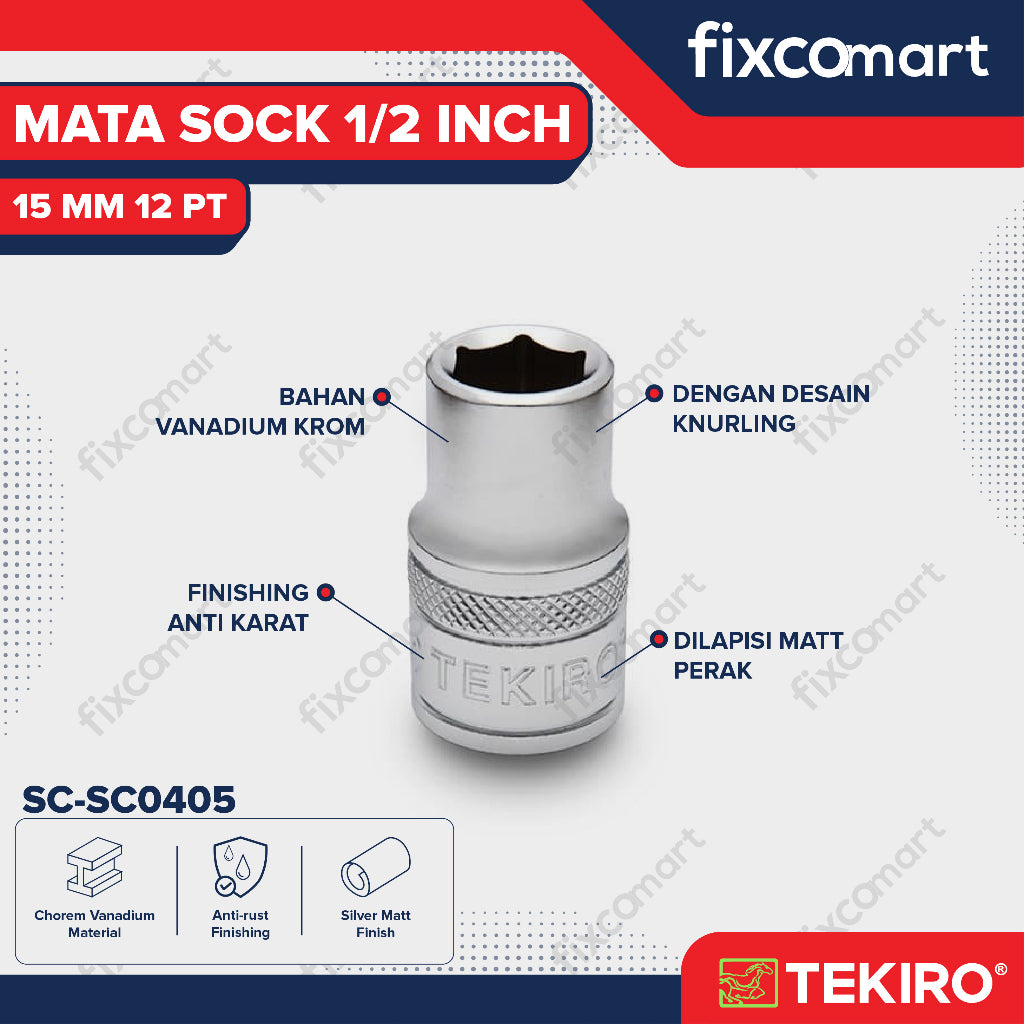 Tekiro Socket 1/2" 15 mm / Mata Socket